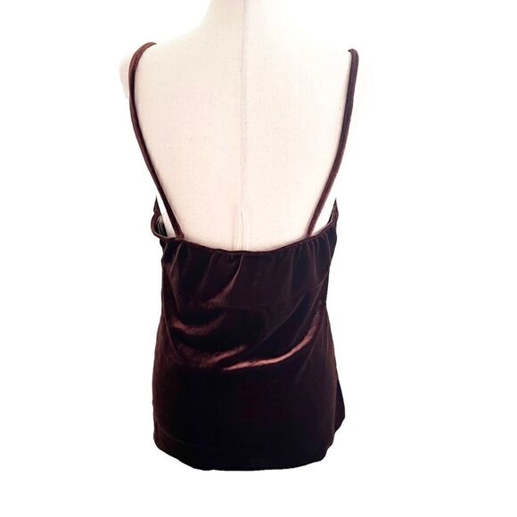 Vintage Tobacco Brown Velour Velvet Camisole Tank Top Gold Sequins Large - Picture 5 of 8